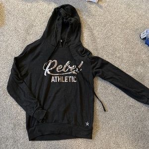 Rebel Athletic hoodie with pink chrome lettering